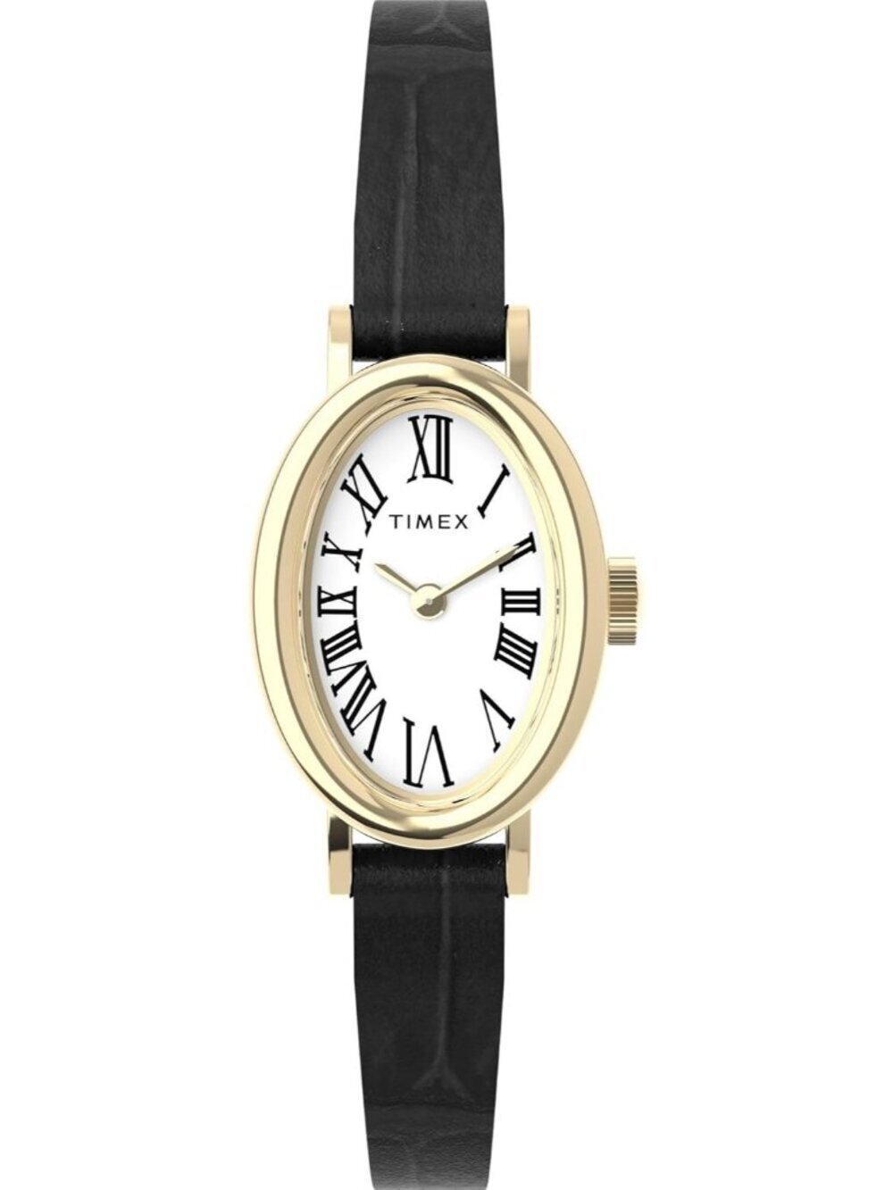 Women's Gold Black Analog Quartz Cavatina Pearl Dial Oval Classic Wrist Watch